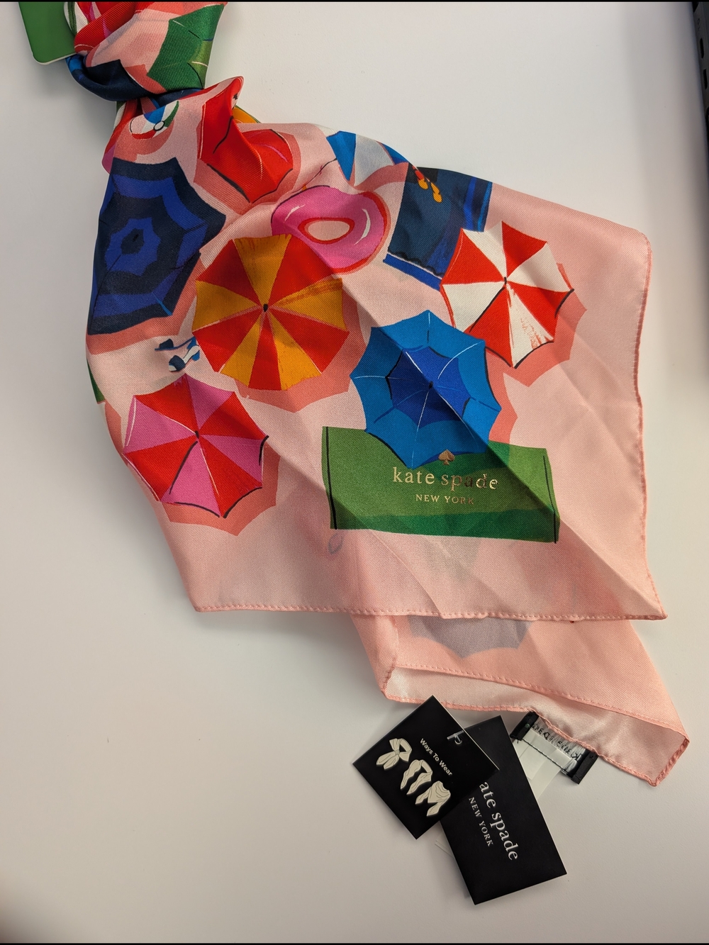 kate spade Pink Silk Beach Day Square Scarf - Picture 3 of 6